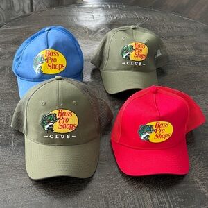 Bass Pro Shops Club Caps in Blue, Olive, and Red
